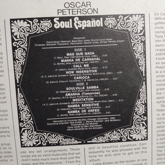 Oscar Peterson Soul Espanol Vinyl Record - Picture 2 of 5
